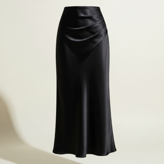 Luna Saten Midi Boy Etek resmi