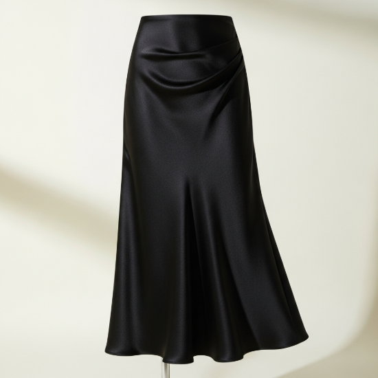 Luna Saten Midi Boy Etek resmi