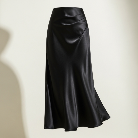 Luna Saten Midi Boy Etek resmi