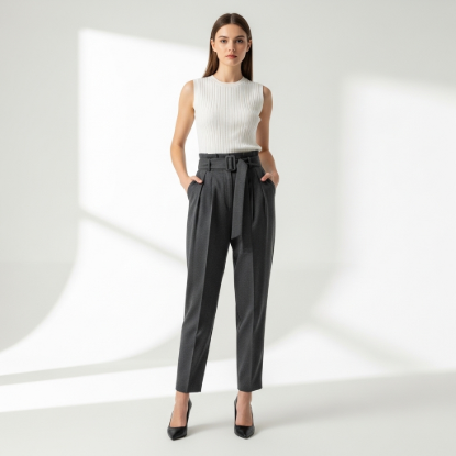 Mira Yüksek Bel Pensli Havuç Kesim Pantolon resmi