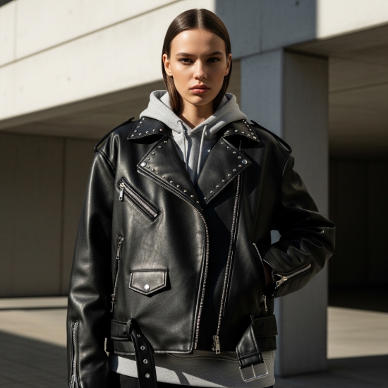 Raven Fermuar Detaylı Suni Deri Biker Ceket resmi
