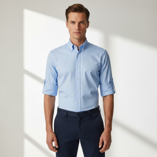 Bold Oxford Düğmeli Yaka Slim-Fit Gömlek resmi