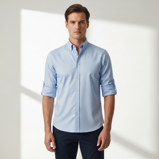 Bold Oxford Düğmeli Yaka Slim-Fit Gömlek resmi